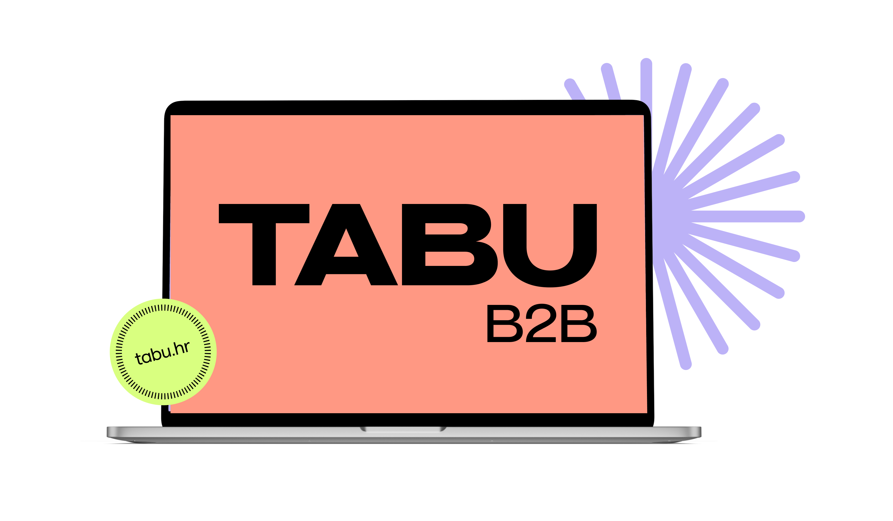 Laptop s logom Tabu B2B na zaslonu